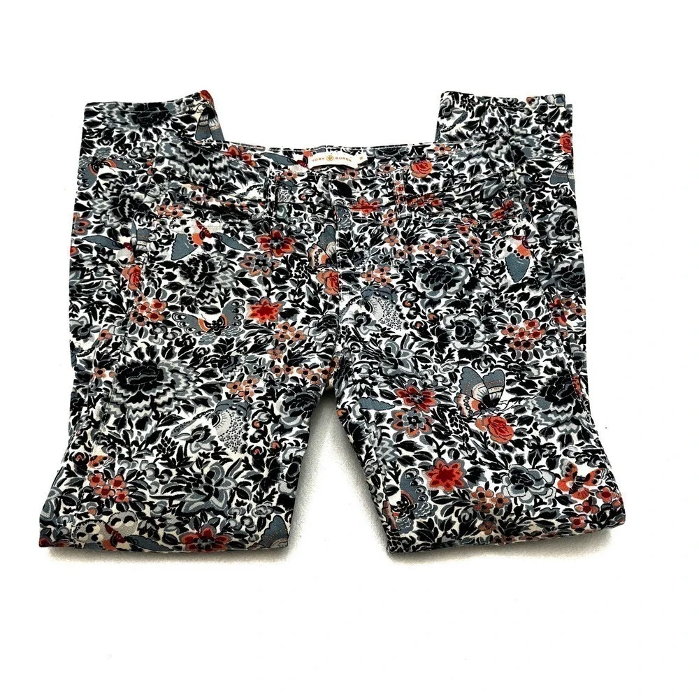 Tory Burch Skinny Flower Printed Pattern Skinny Denim Jeans SZ26